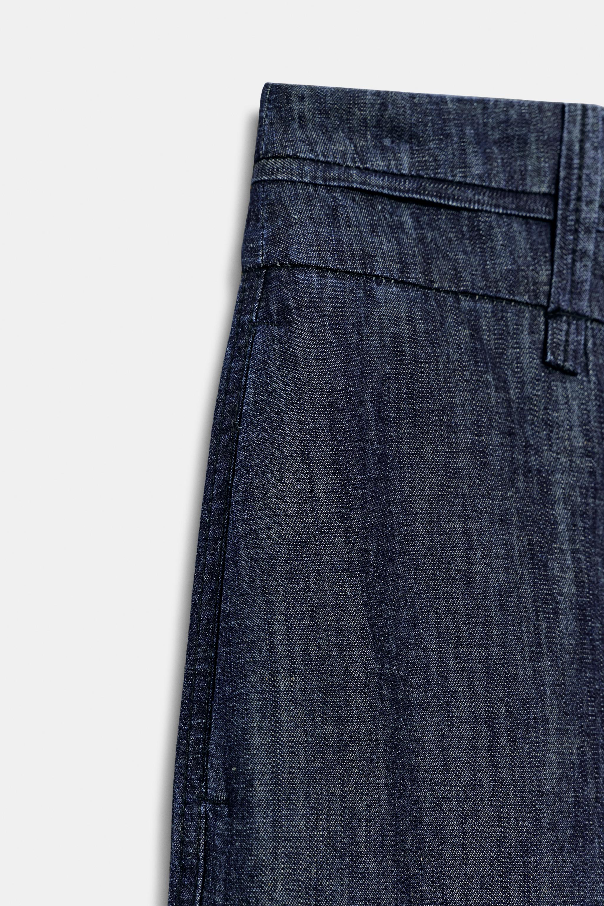 WIDE-LEG LINEN BLEND PANTS